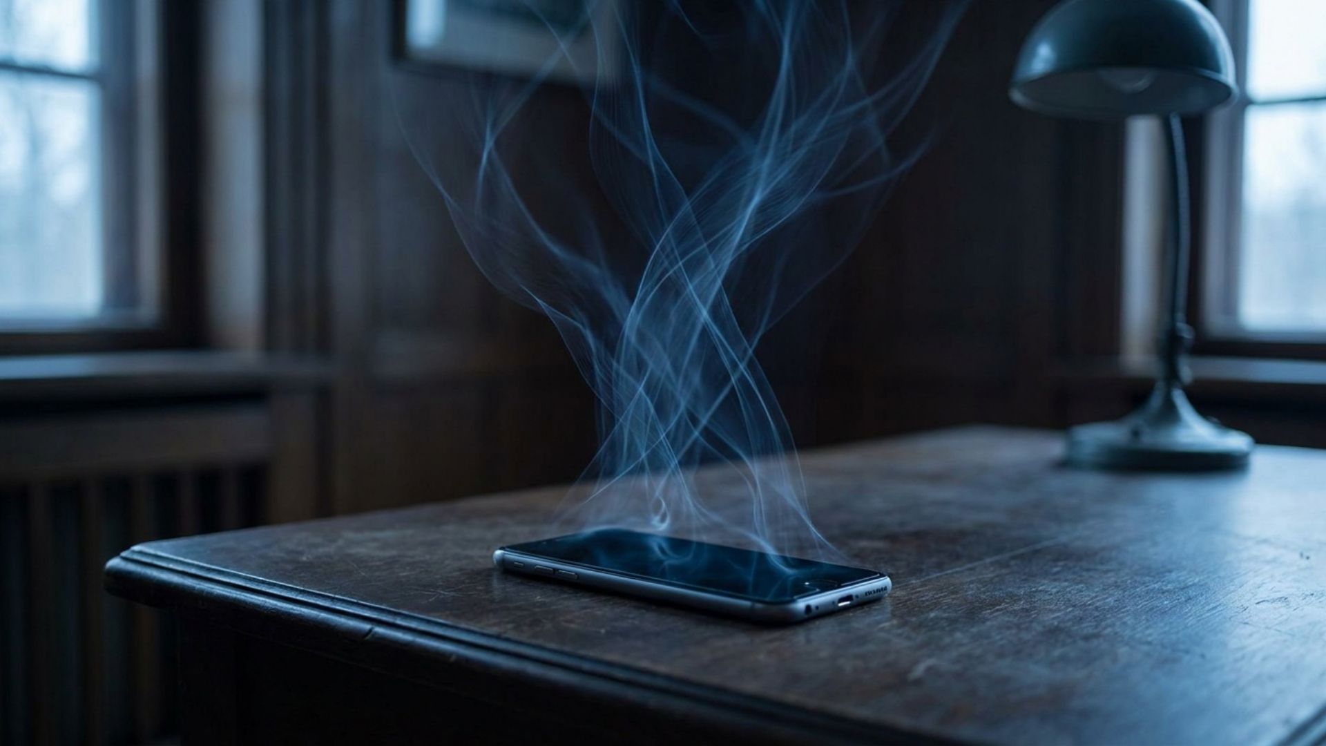A smartphone emitting streams of light representing tracked data
