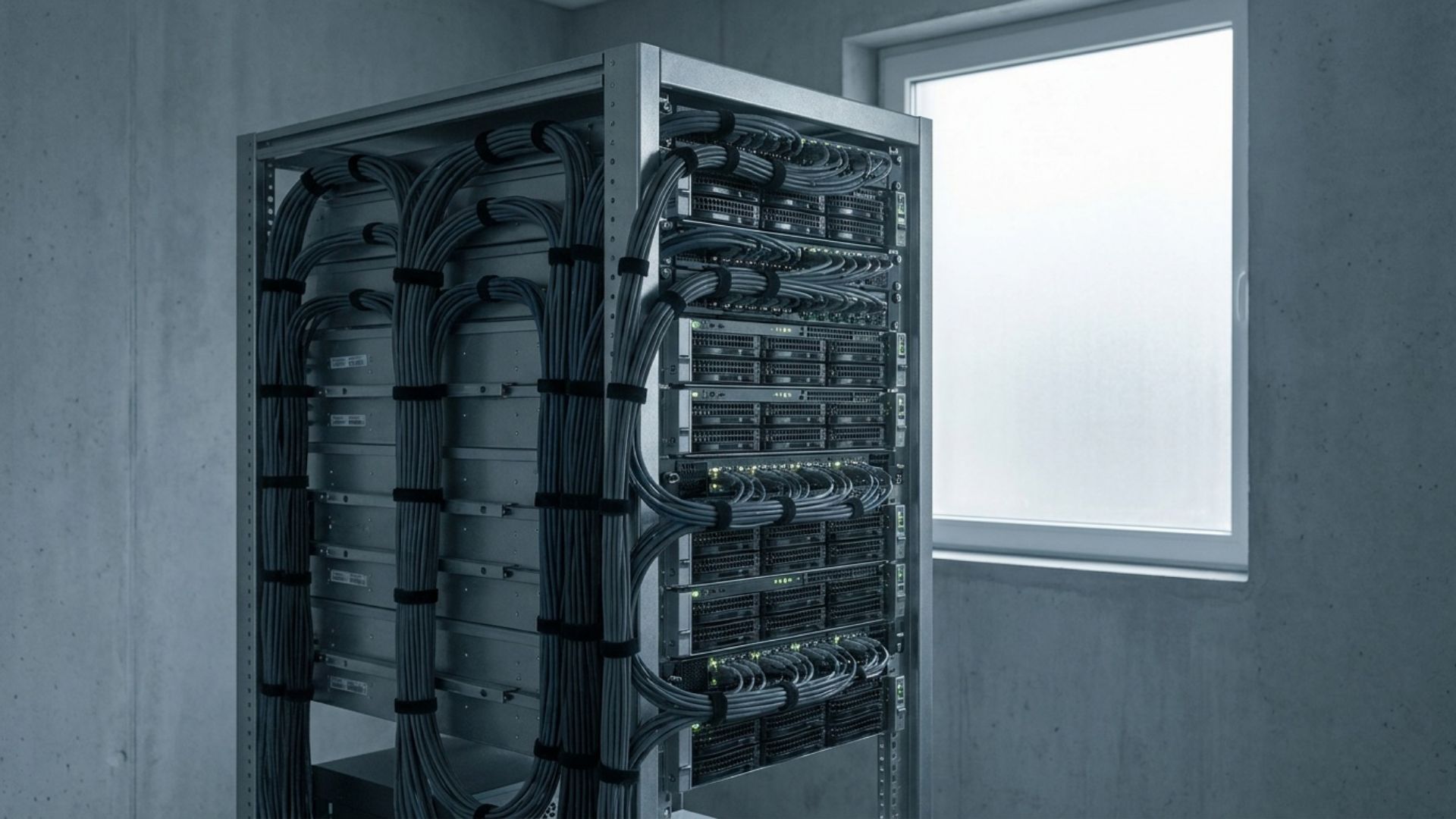 A clean, well-organized server rack